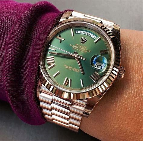 rose gold green face rolex